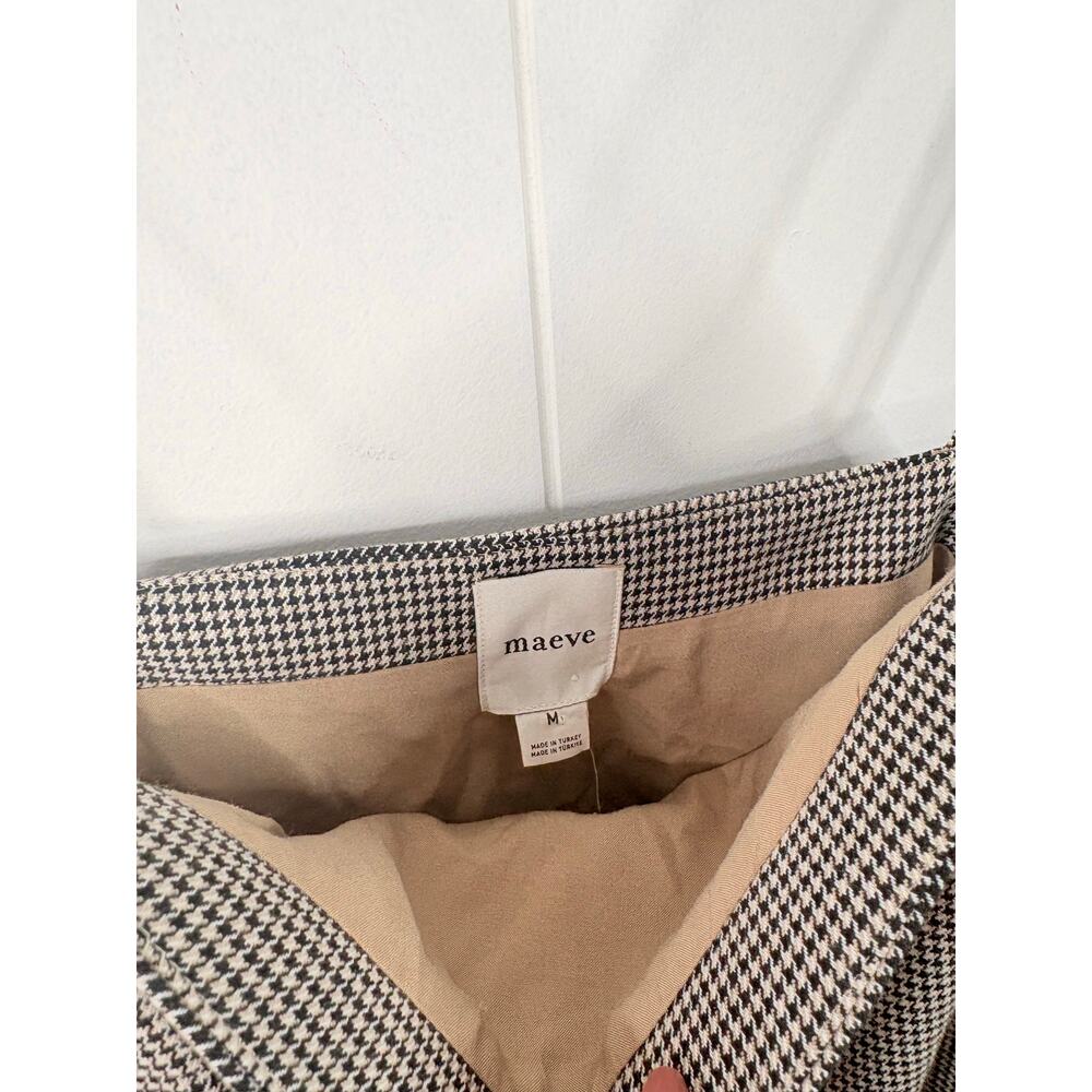NWT Anthropologie Maeve Houndstooth Mini Dress Medium Square Neck Ruffle Hem - Picture 9 of 9